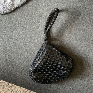 Black sequin, mini clutch bag with handle